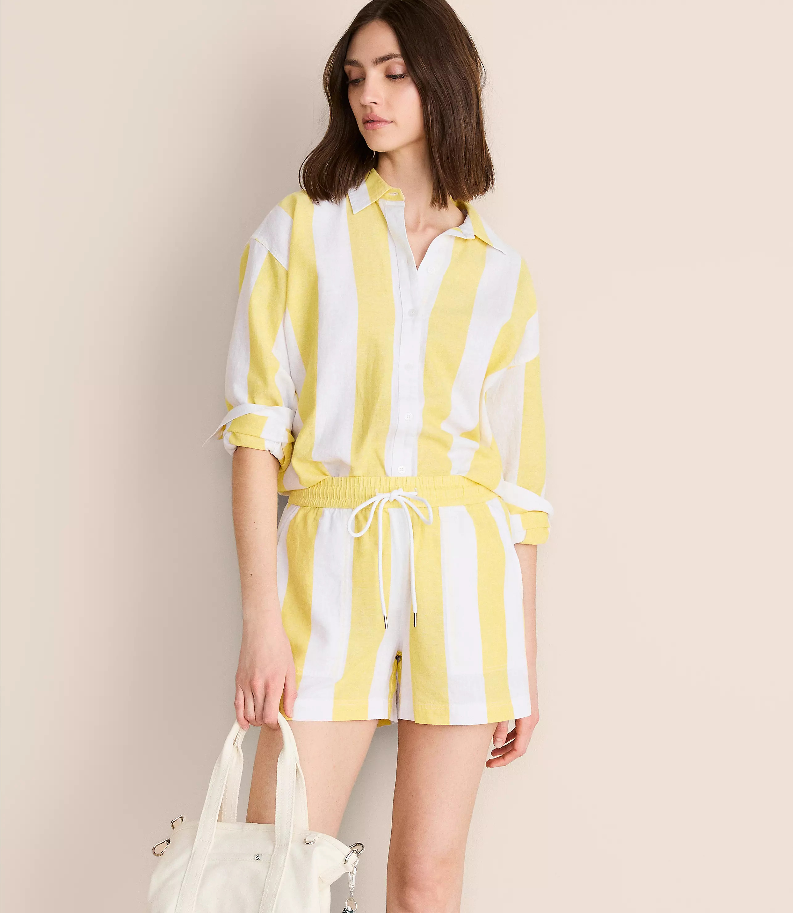 Lou & Grey Striped Linen Cotton Shorts | LOFT