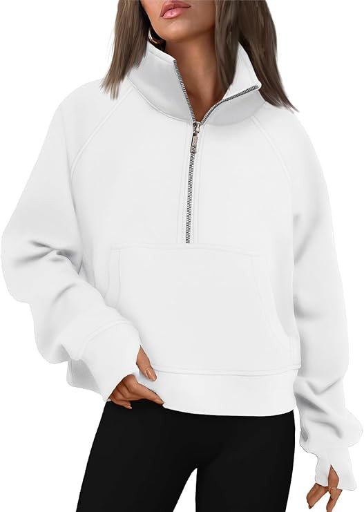 AUTOMET Womens Sweatshirts Half Zip Cropped Pullover Fleece Quarter Zipper Hoodies 2024 Fall Fash... | Amazon (US)