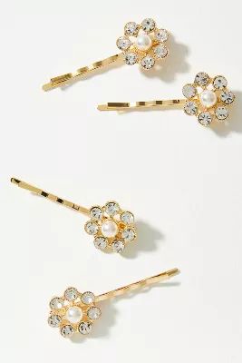 Set of Four Floral Crystal Hair Pins | Anthropologie (US)
