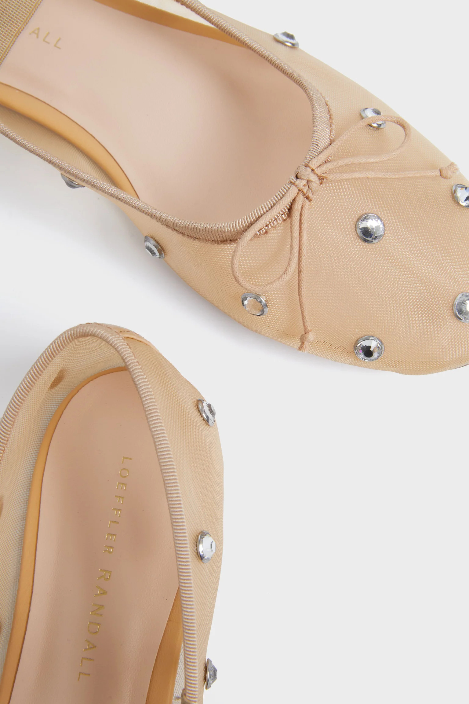 Caramel Mesh with Clear Rhinestone Leonie Flats | Tuckernuck (US)