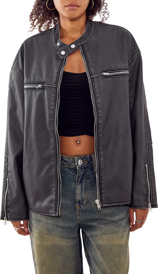 Oversize Faux Leather Biker Jacket | Nordstrom
