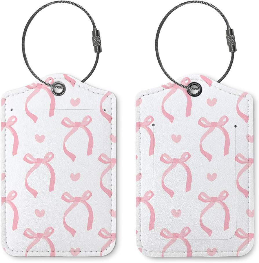 Coquette Luggage Tags for Suitcases,Pink Bow Luggage Tag,Preppy Gifts,Cute Trendy Aesthetic 2 Pac... | Amazon (US)