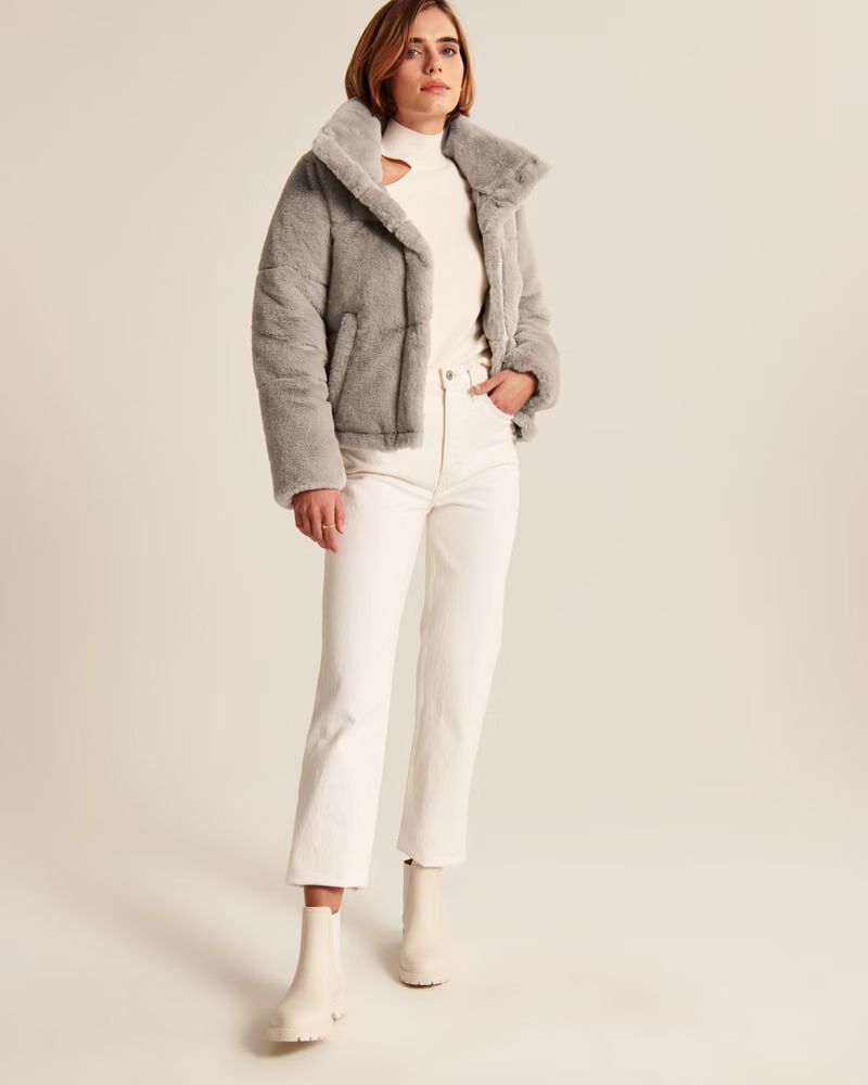 Women's A&F Faux Fur Mini Puffer | Women's Coats & Jackets | Abercrombie.com | Abercrombie & Fitch (US)