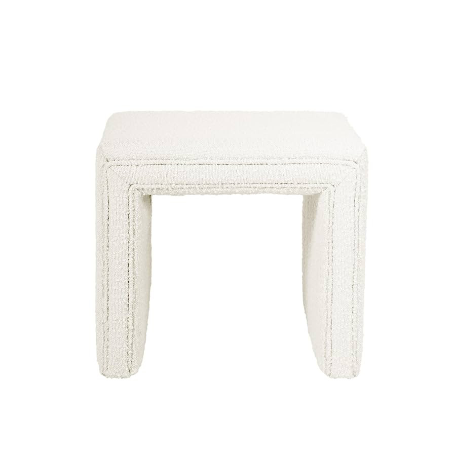 HomePop Modern Channel Tufted Ottoman Home Décor|Ottoman for Living Room & Bedroom - Cream Boucl... | Amazon (US)