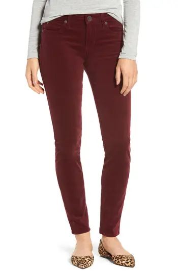 Petite Women's Kut From The Kloth Diana Stretch Corduroy Skinny Pants, Size 0P - Burgundy | Nordstrom