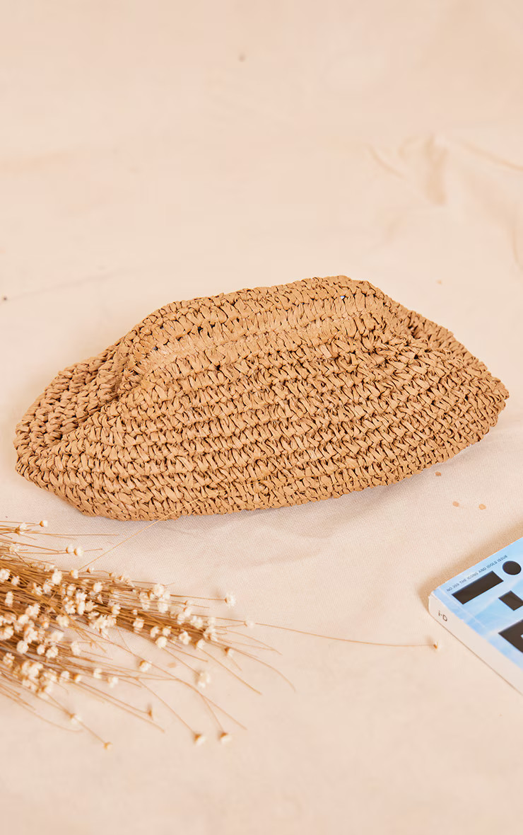 Natural Raffia Slouchy Clutch | PrettyLittleThing UK
