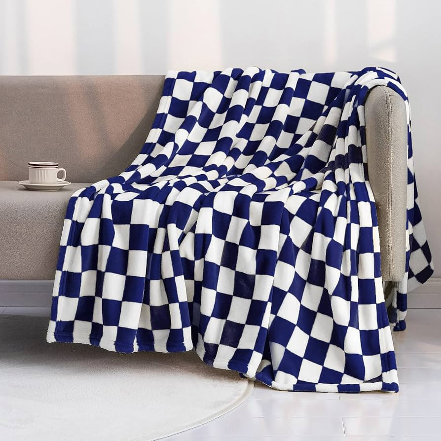 LOMAO Throw Blankets Flannel Blanket with Checkerboard Grid Pattern Soft Throw Blanket for Couch,... | Amazon (US)