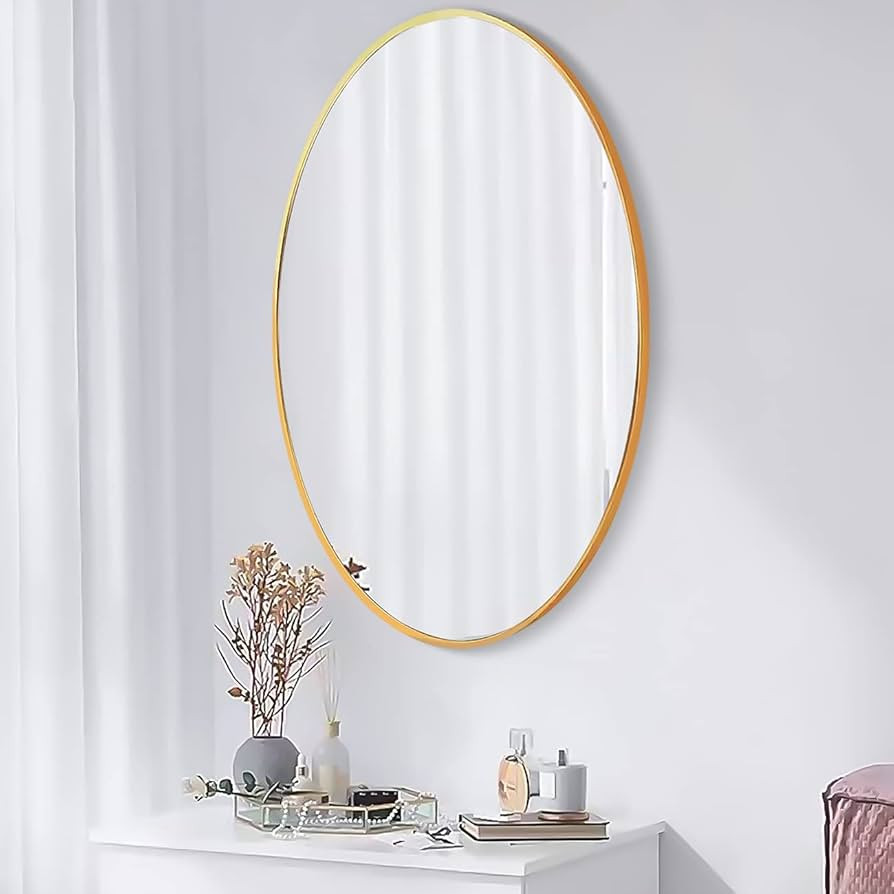 20x30 Oval Mirror Round Full Length Wall Mounted Hanging or Against Wall Metal Frame Dressing Mak... | Amazon (US)