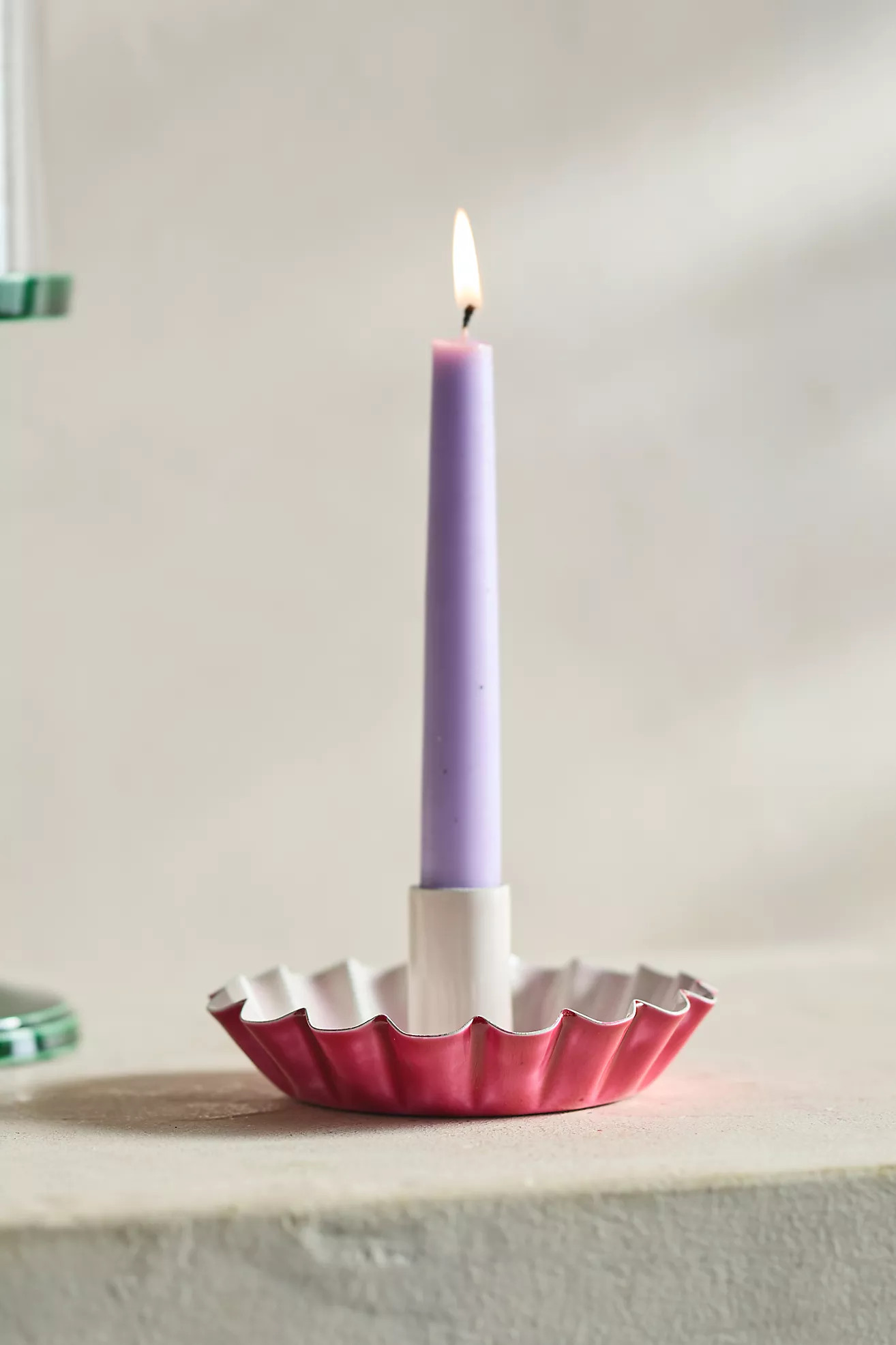 Ruffle Two-Tone Taper Candle Holder | Anthropologie (US)