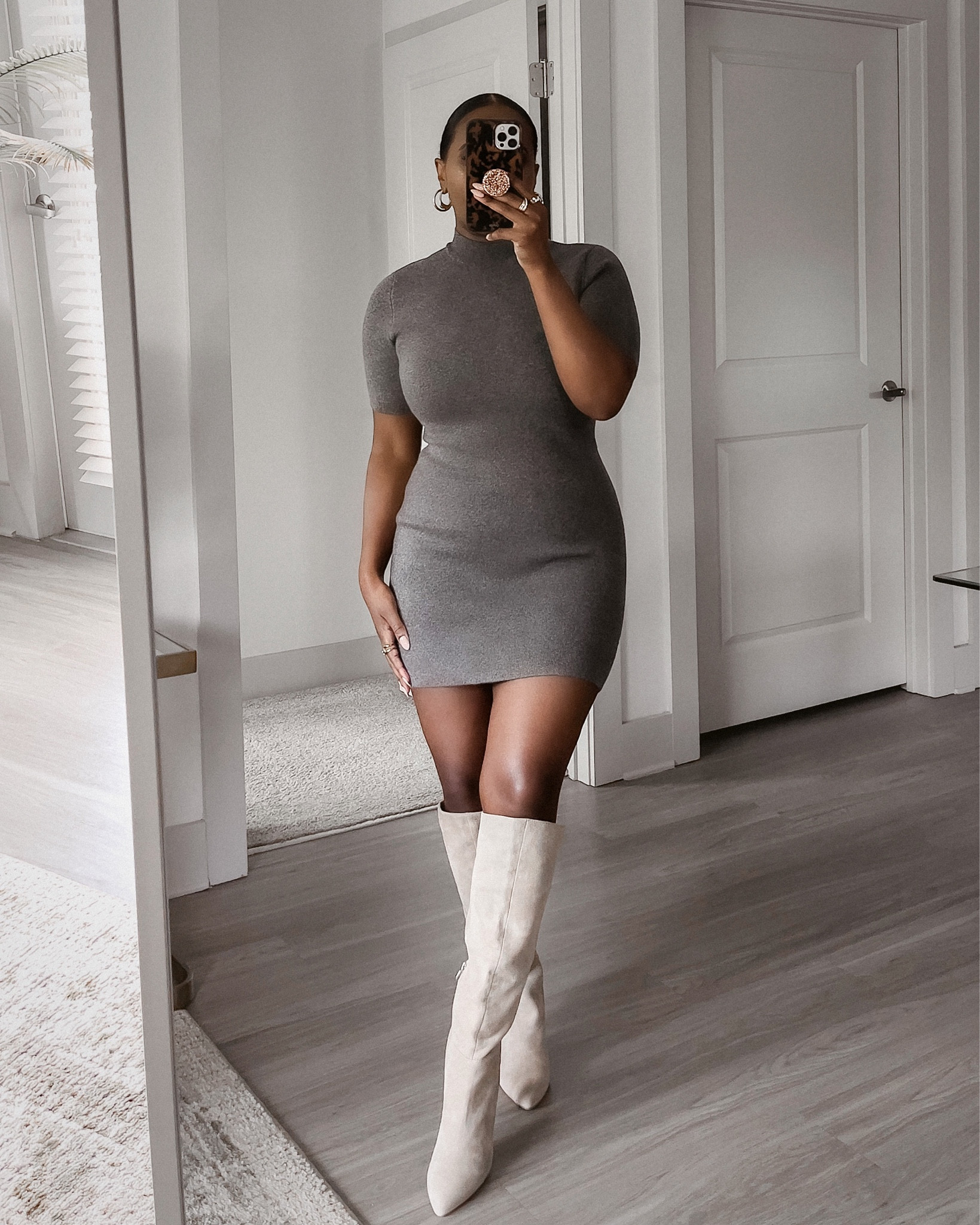 Textured Mini Sweater Dress