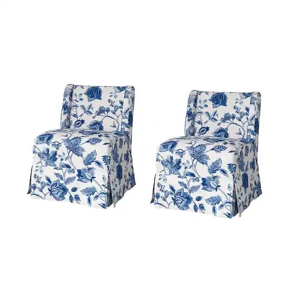 Falk Transitional Upholstered Slipper Chair with Slipcover and Solid Wood Legs Set of 2 by HULALA... | Bed Bath & Beyond