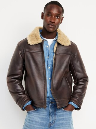 Faux-Leather Aviator Jacket | Old Navy (US)