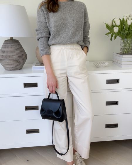 Trousers + grey sweater + sneakers for a casual look to take into spring. Swap sneakers for slingback heels for an instantly dressier option for work. 

#LTKSeasonal #LTKunder100 #LTKunder50