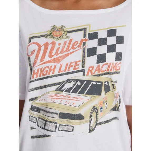 Miller High Life Women's Off the Shoulder Graphic Tee, Sizes XXS-XXL | Walmart (US)
