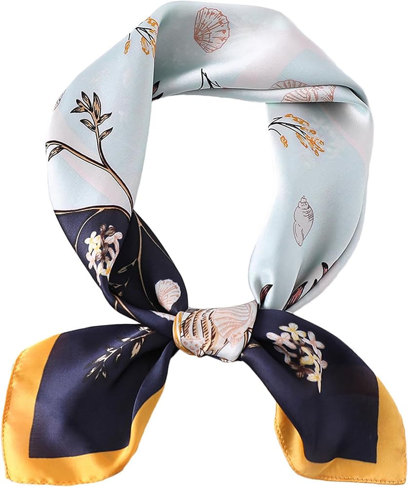 kcctoo 27.5" Mulberry Silk Feeling Head Scarf Women's Fashion Square Neck Satin Scarfs for Bag Ha... | Amazon (US)