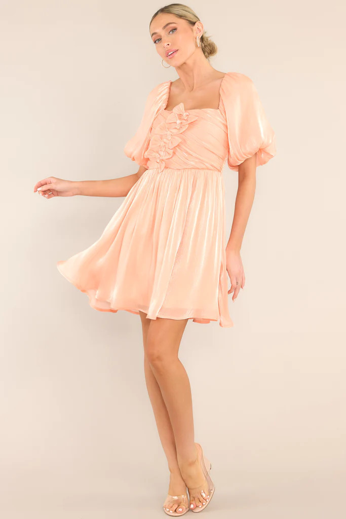 Glimpse Of Time Peach Mini Dress | Red Dress