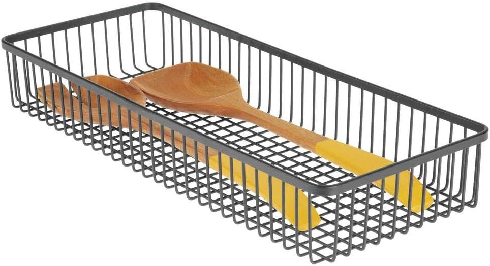 mDesign Metal Wire Farmhouse Kitchen Cabinet Drawer Organizer Tray - Storage Basket for Cutlery, ... | Amazon (US)