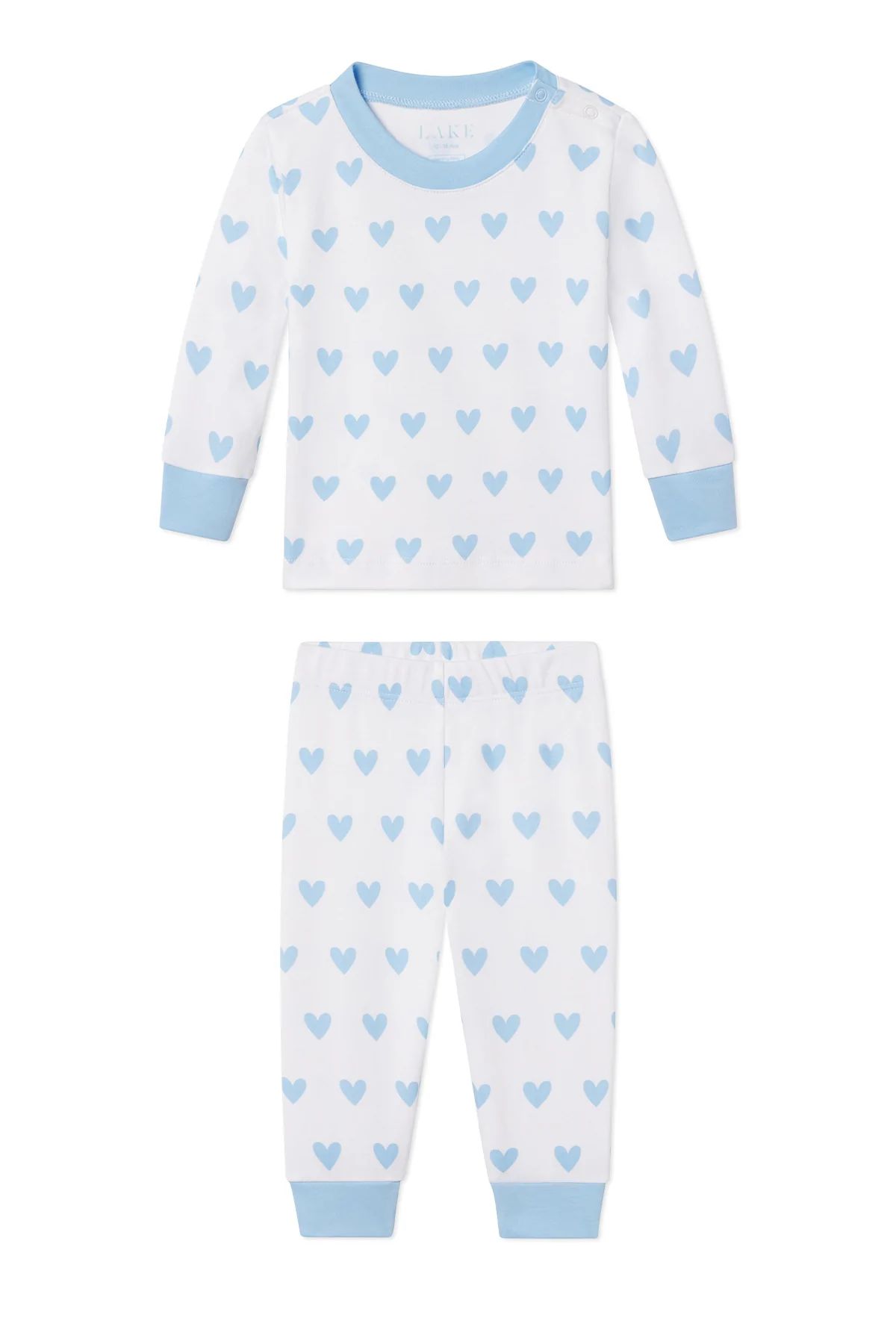 Baby Long-Long Set in Blue Heart | LAKE Pajamas