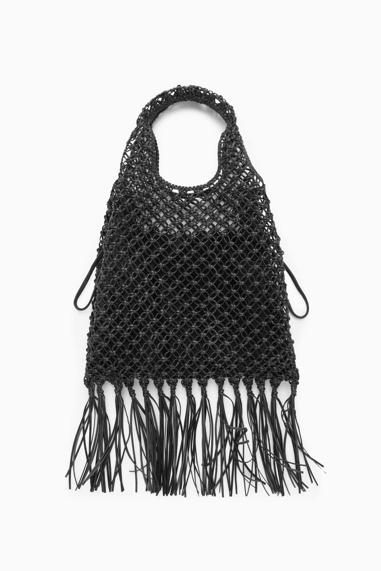 MINI MACRAMÉ SHOPPER - LEATHER - BLACK | COS (EU)