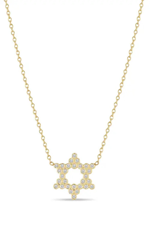 Zoë Chicco Diamond Star of David Pendant Necklace in Yellow Gold at Nordstrom, Size 16 | Nordstrom