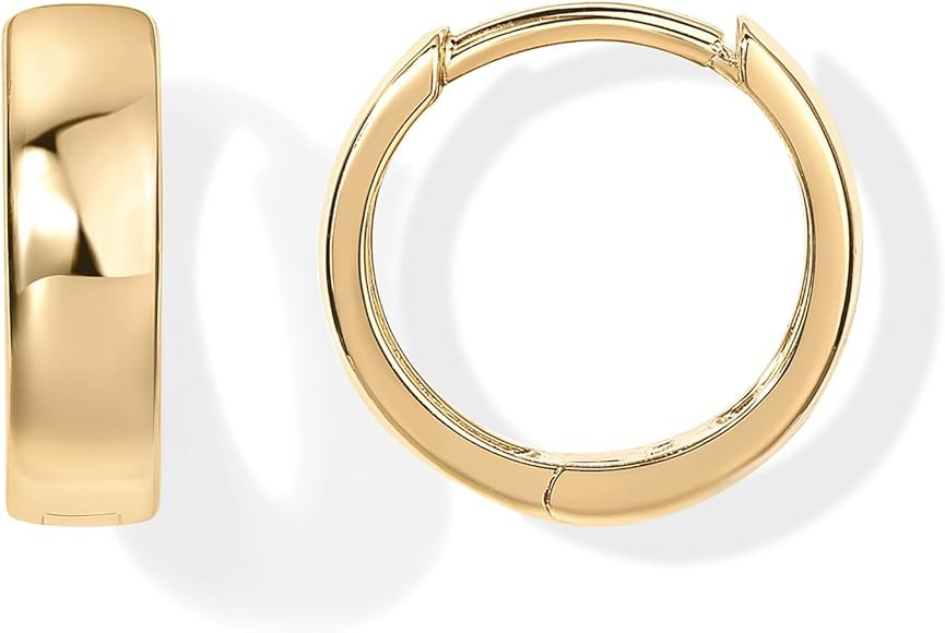 PAVOI 14K Gold Plated Sterling Silver Post Huggie Earrings | Small Hoop Earrings |Gold Earrings f... | Amazon (US)