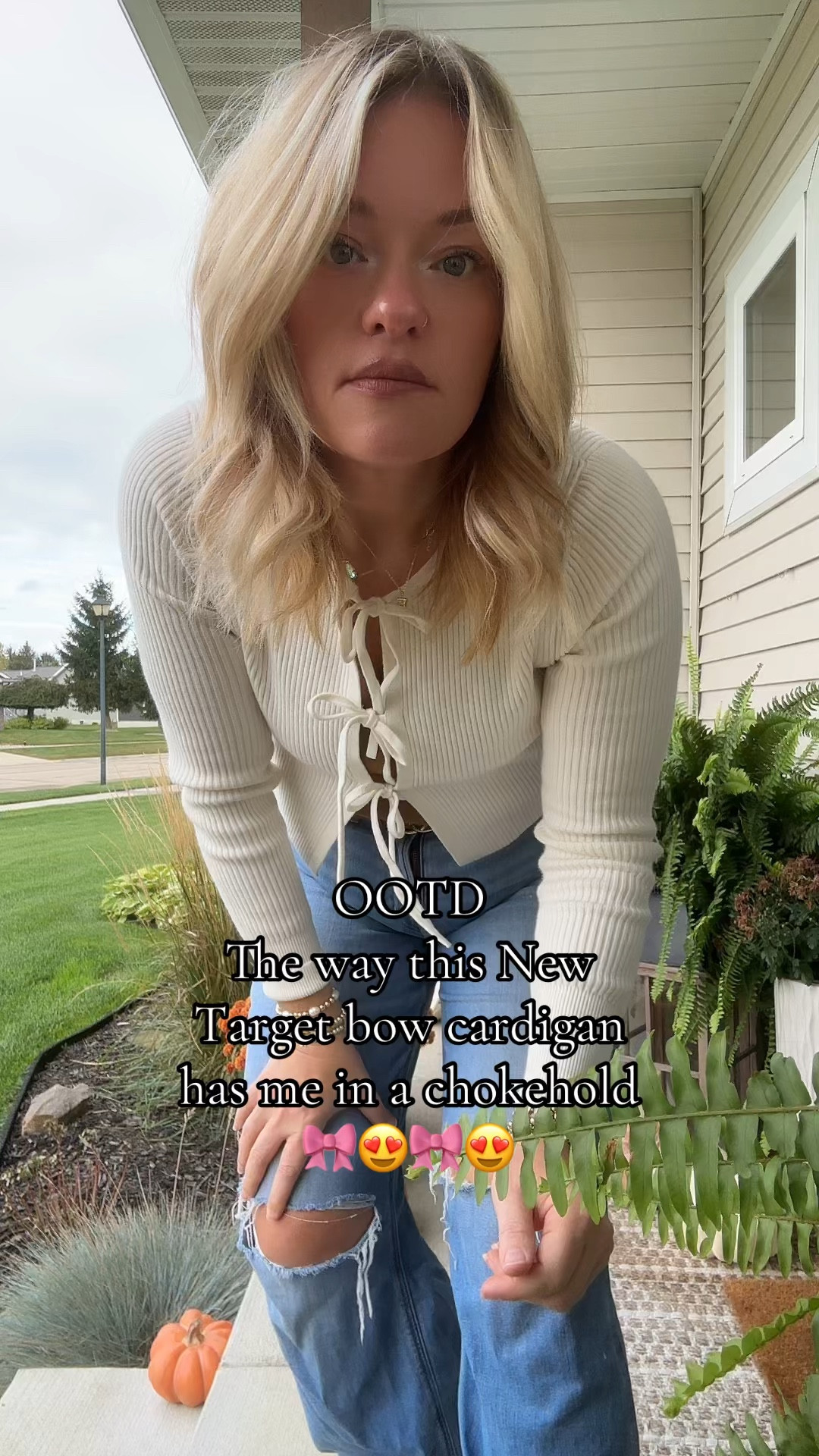 This target bow cardigan has me in a chokehold! #target #targetfinds #targetfallfashion #aejeans #americaneagle 

#LTKOver40 #LTKSaleAlert #LTKFallSale