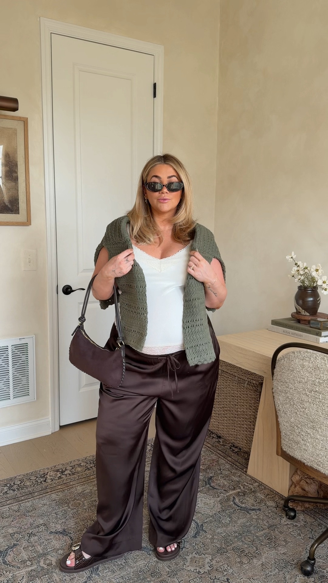 Spring fits I’m loving & where I’m wearing them 🤍🌸 #Abercrombiepartner Use code ‘AF20’ for an extra 20% off almost everything  in the Abercrombie app!! 

Outfit #1 — pants XL, Tank L, sweater XL 
Outfit #2 — Pattern dress L, denim jacket XL 
Outfit #3 — black dress L, green sweater XXL 
Outfit #4 — pants XL, tank L, cardigan XL 

 *Offer valid in the app only 2/26/2026-3/2/2026 in US/CA. Exclusions apply as indicated. Discount reflects in cart to applicable merchandise with promo code. Exclusions: Clearance, Vol. 28 Collection, Pride Collection, PGA, NFL, NHL, NBA, MLS, MLB and NCAA Licensing, Golf Licensing, Cashmere, Leather, Suede, Down, Sunglasses, All Multipacks, and Watches. 
 