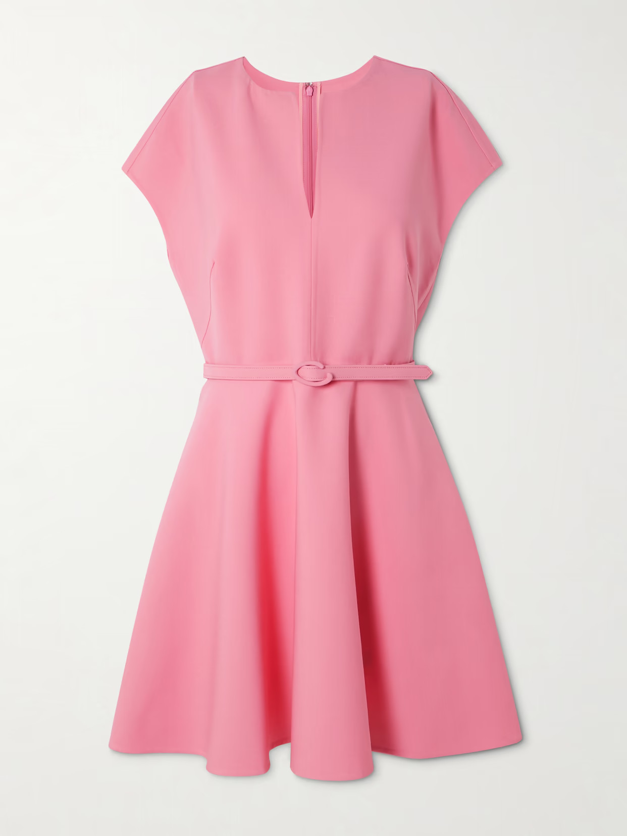 Oscar de la Renta - Belted Stretch-wool Crepe Mini Dress - Pink | NET-A-PORTER (US)