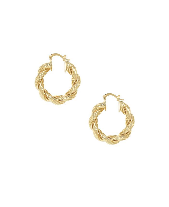 ETTIKA 18K Gold Modern Day Twist Women's Hoop Earrings & Reviews - Earrings - Jewelry & Watches -... | Macys (US)