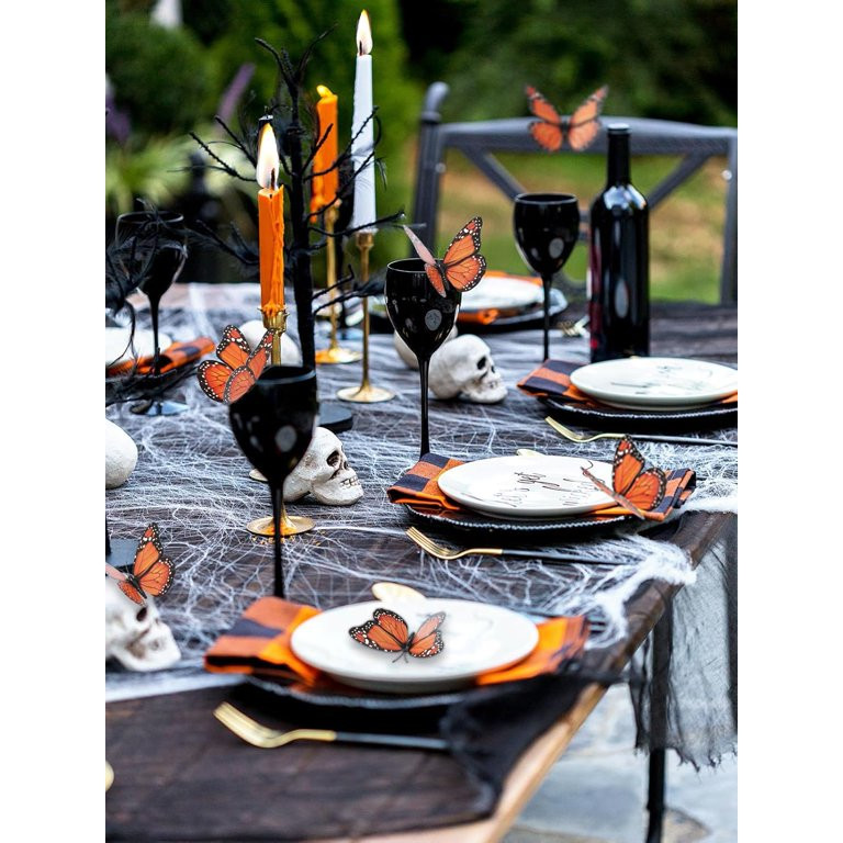 Day of The Dead Monarch Butterfly Decorations, 48 Pcs Halloween Orange Artificial 3D Premium Fake... | Walmart (US)