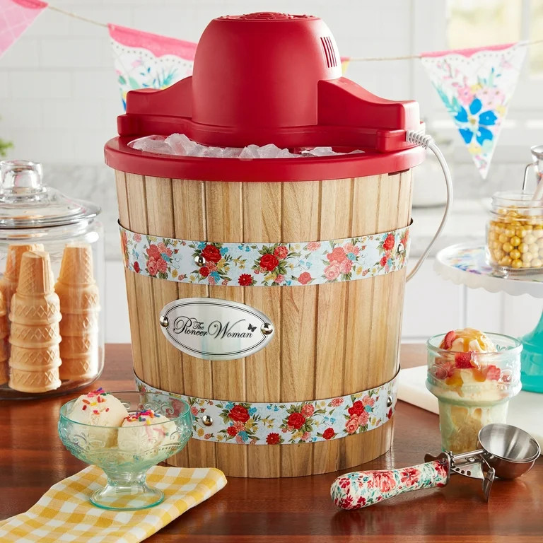 The Pioneer Woman 4 Quart Ice Cream Maker, Sweet Rose | Walmart (US)