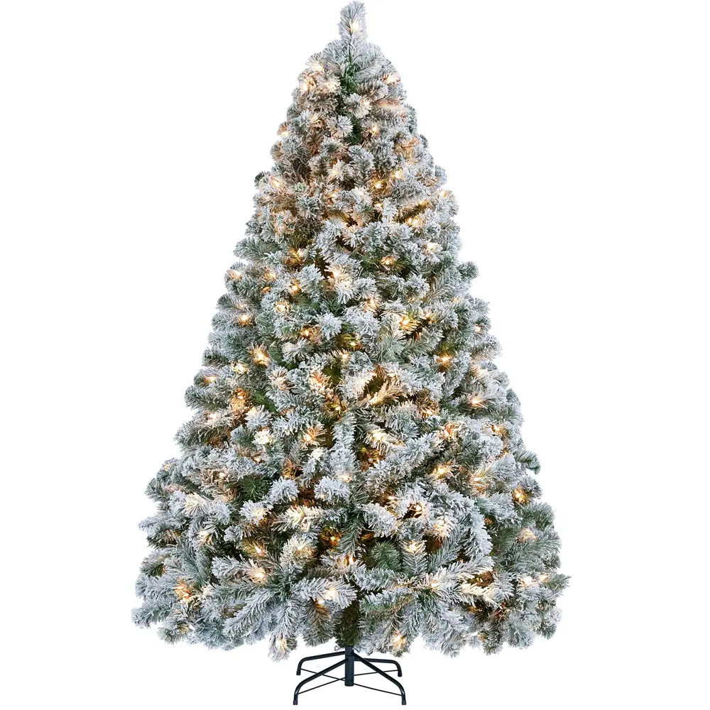 Yaheetech 6-ft Pre-lit Flocked Green Artificial Christmas Tree | LSGUT00001 | Lowe's