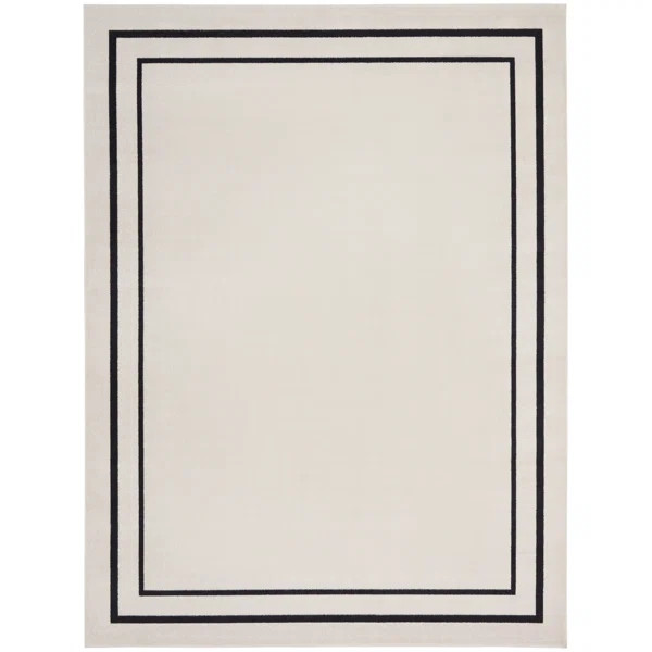 Nourison Essentials Ivory Black Indoor/Outdoor Area Rug | Wayfair North America