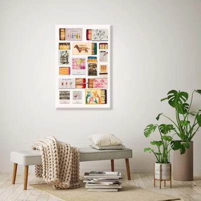 Trendy Vintage Matchbox Funky Matches Poster Retro Wall Art Bar Cart Aesthetic Dorm Room Decor Apartment Canvas Print Framed | Wayfair North America