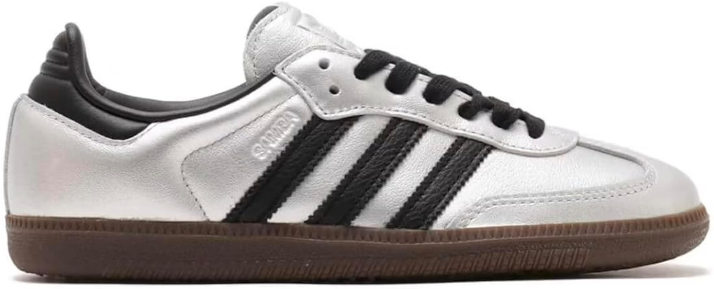 Adidas Samba OG Womens Sneaker (Silver Metallic Black Gum, 8) | Amazon (US)