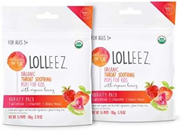 Lolleez Organic Sore Throat Soothing Pops with Honey, Multi Pack, 30 Count Total, (Pack of 2), fo... | Amazon (US)