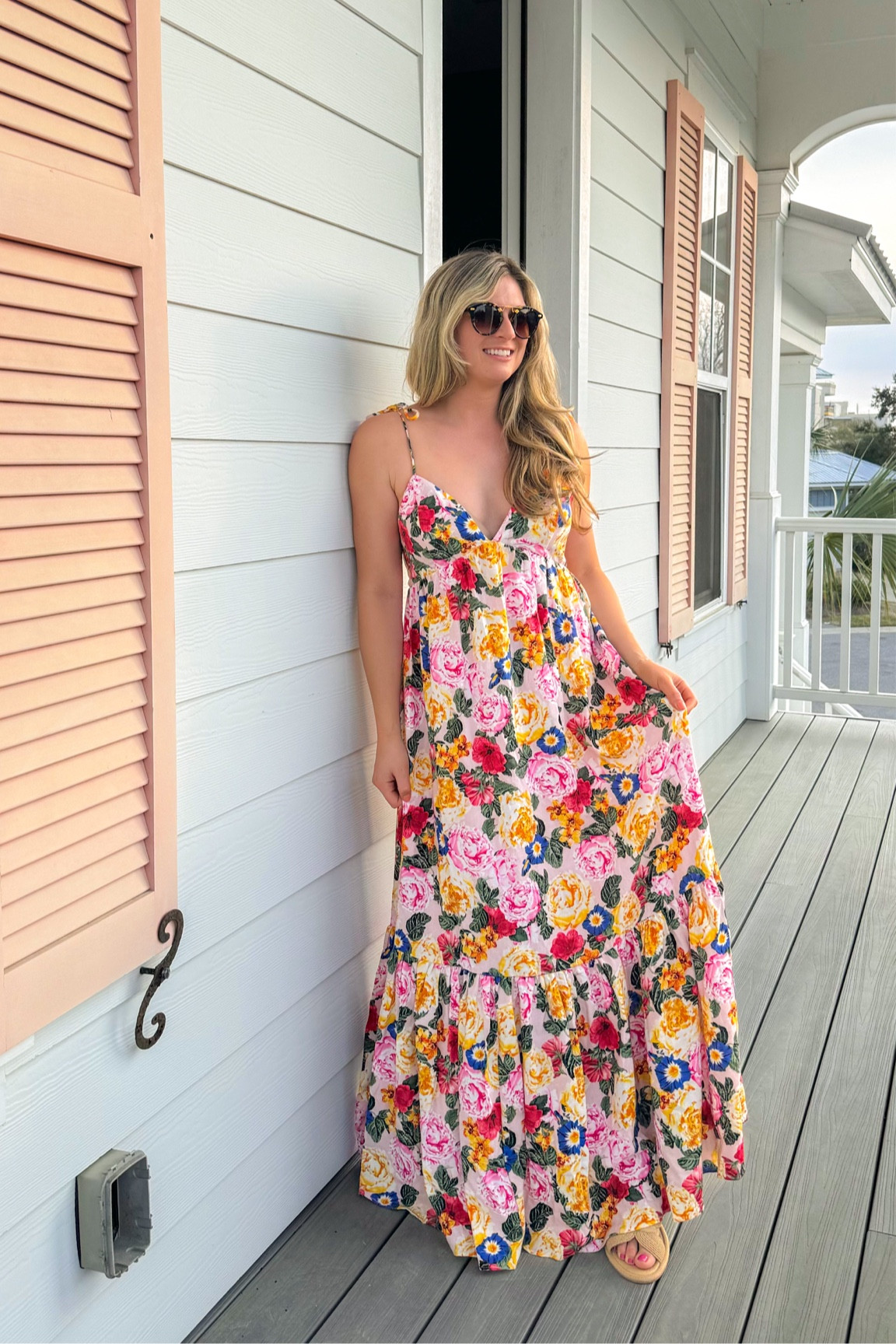knee length dresses for ladies Trendy, Chic Women's Clothing Boutique Fore Collection Women's Mauve Multi Floral Maxi Dress, female, 100% Polyester Lane 201