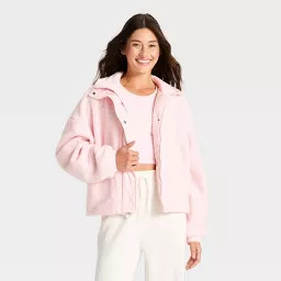 Women's High Pile Jacket - All In Motion\u2122 Light Pink XS | Target