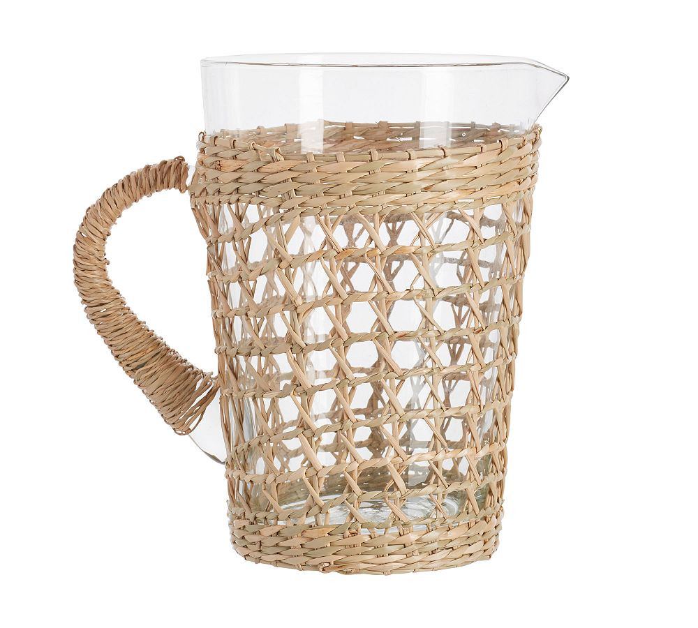 Cane Recycled Glass Pitcher | Pottery Barn CA