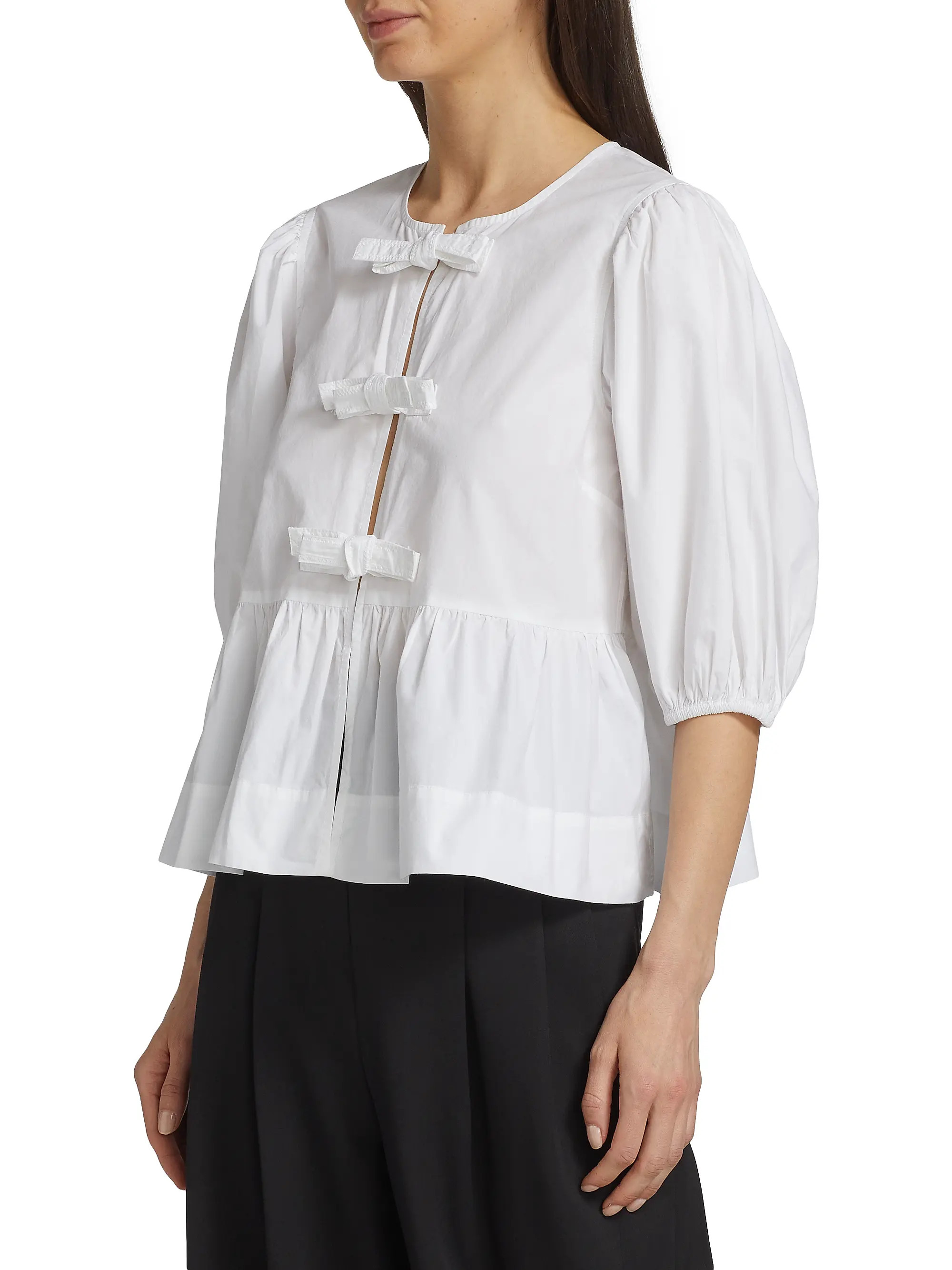 Cotton Poplin Peplum Blouse | Saks Fifth Avenue