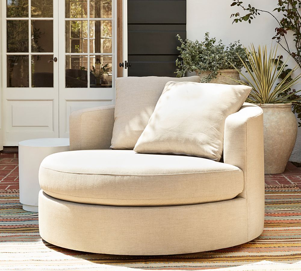 Balboa Outdoor Upholstered Swivel Grand Daybed | Pottery Barn (US)