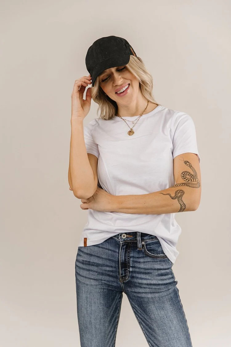 Lulu CrewNeck Tee - White | Mindy Mae's Market