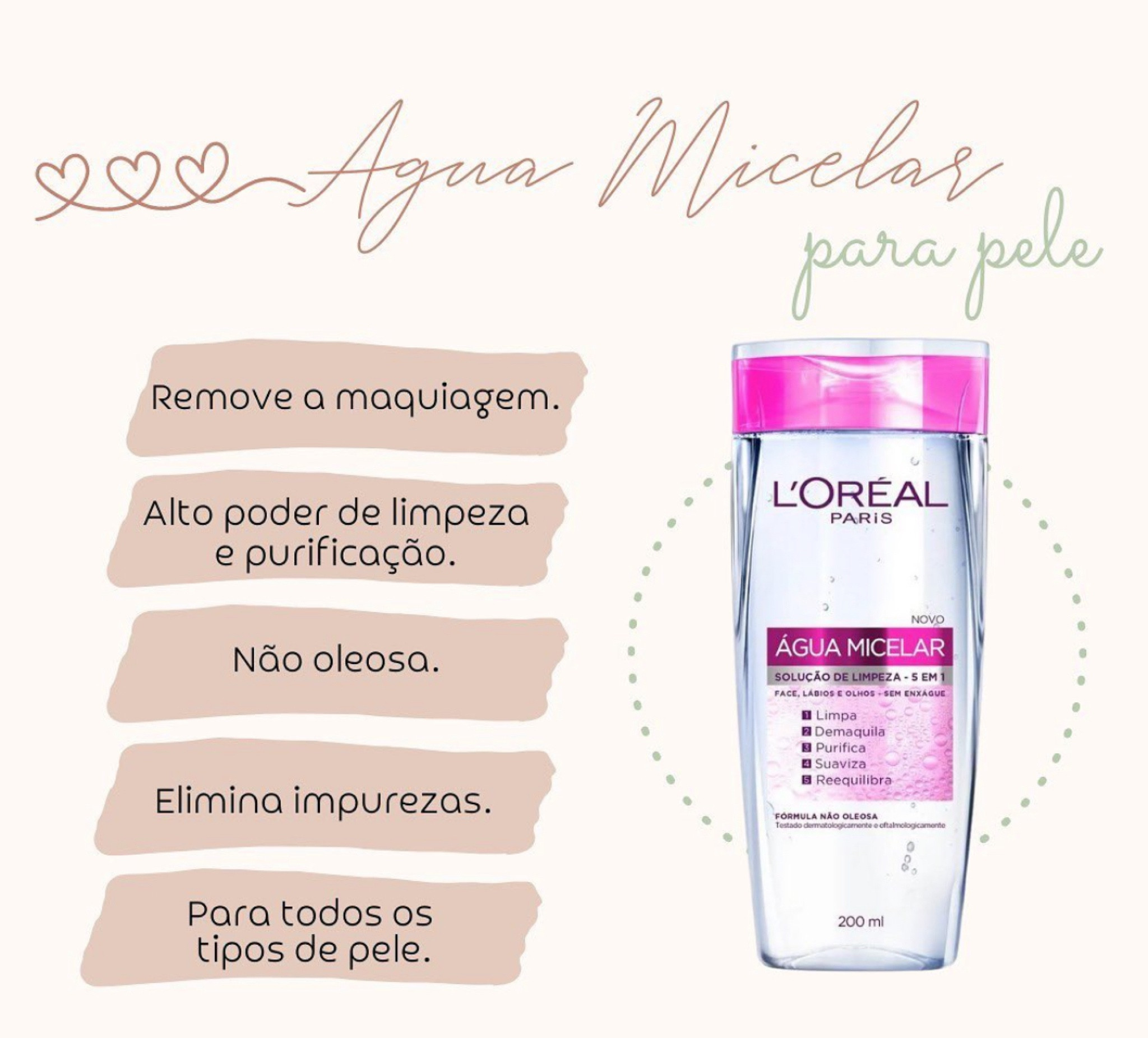 ✨ BENEFÍCIOS DA ÁGUA MICELAR:
⠀
✅ A água micelar funciona como uma esponja ao absorver toda a sujeira da pele e o melhor: sem precisar enxaguar!
👉🏻 Ela pode ser usada por todos os tipos de pele: seca, normal, mista e oleosa.
👉🏻 Limpa a pele sem irritar.