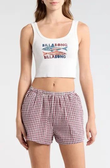 Billabong Salt of the Sea Crop Cotton Tank in Salt Crystal at Nordstrom, Size Large | Nordstrom