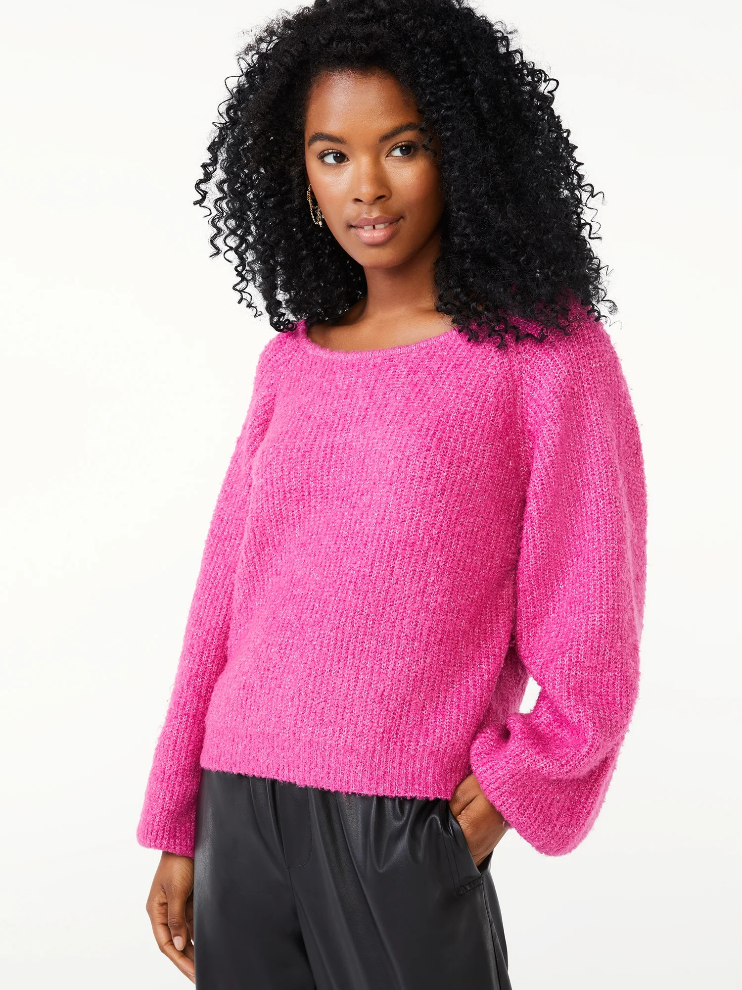 Scoop Women's Boucle Knit Sweater | Walmart (US)