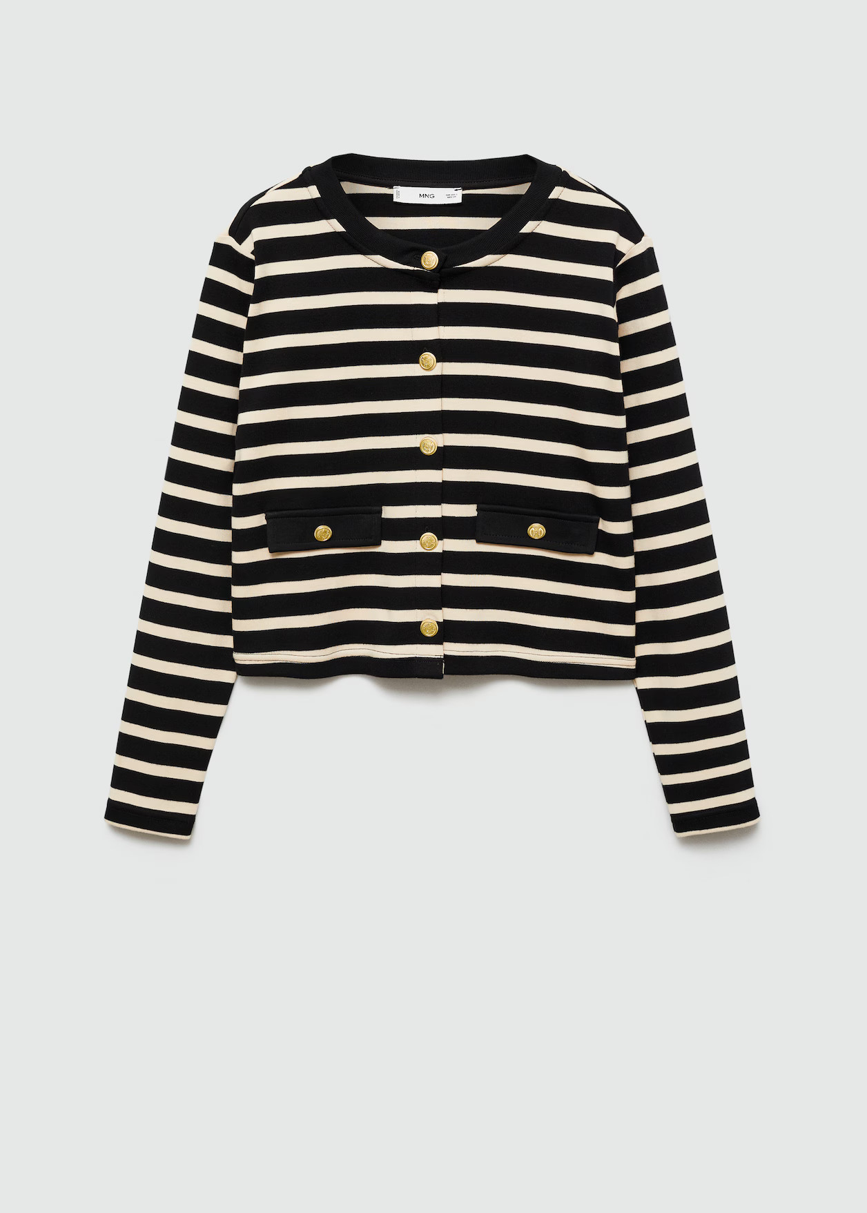 Striped cardigan with buttons - Woman | MANGO United Kingdom | MANGO (UK)