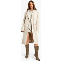 Womens Double Breast Wool Look Coat - Beige - 12 | boohoo (US & Canada)