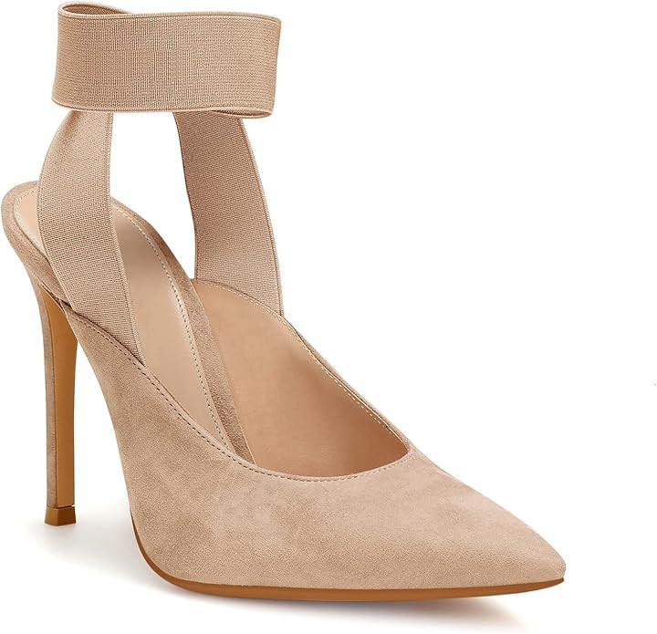 Womens High Heels Sexy Dress Shoes Closed Pointed Toe Ankle Strap Stiletto Heel Elastic Wedding P... | Amazon (US)