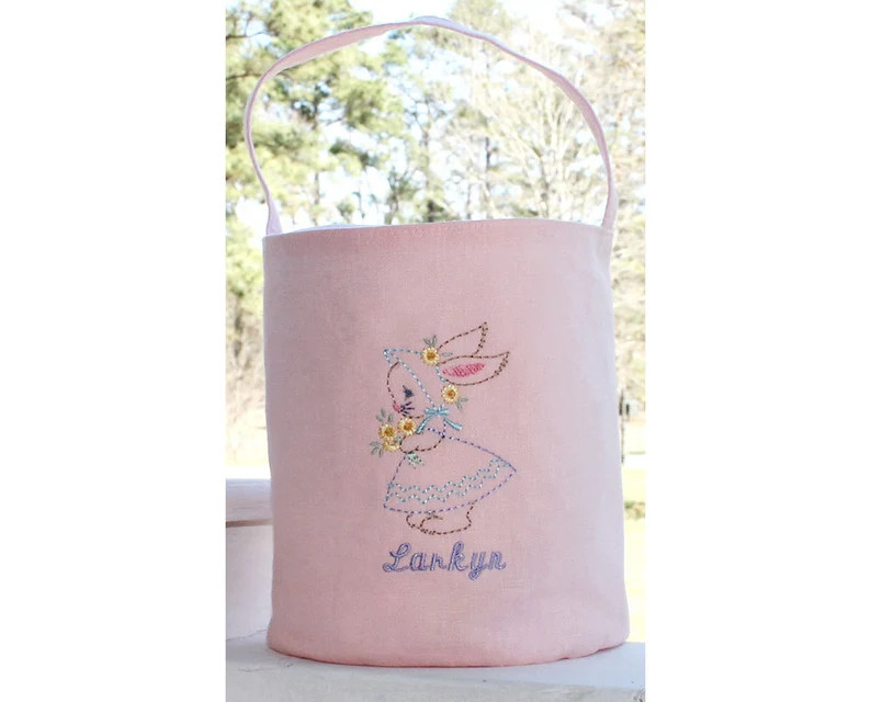 Personalized Pink Bunny Easter Basket Girls Easter Bucket | Etsy | Etsy (US)