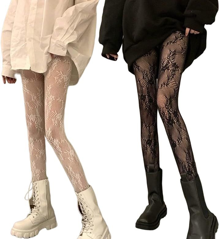 Verdancy 2Pcs Women’s Ultra Stretchable Pantyhose Hollow Floral Patterned Lace Stockings Fishne... | Amazon (US)